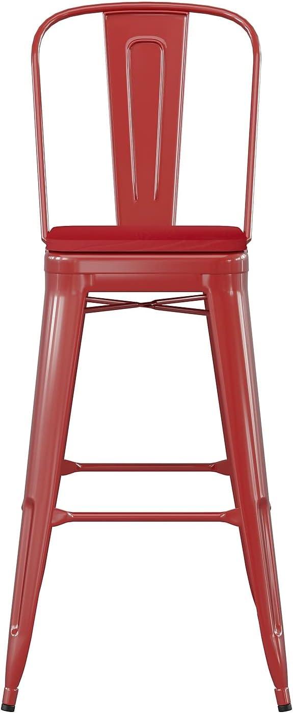image:imageFlash Furniture Kai Commercial 30 High IndoorOutdoor Bar Height Stool White Galvanized Steel Frame Gray Square AllWeather Poly Resin Seat Removable BackRedRed