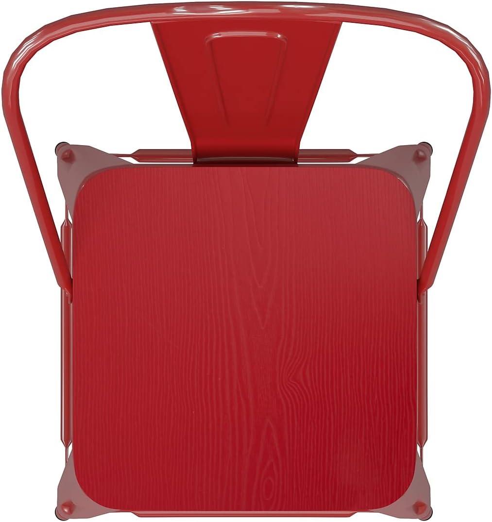image:imageFlash Furniture Kai Commercial 30 High IndoorOutdoor Bar Height Stool White Galvanized Steel Frame Gray Square AllWeather Poly Resin Seat Removable BackRedRed