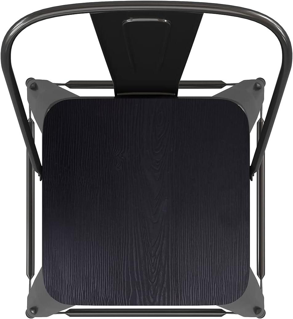 image:imageFlash Furniture Kai Commercial 30 High IndoorOutdoor Bar Height Stool White Galvanized Steel Frame Gray Square AllWeather Poly Resin Seat Removable BackBlackBlack