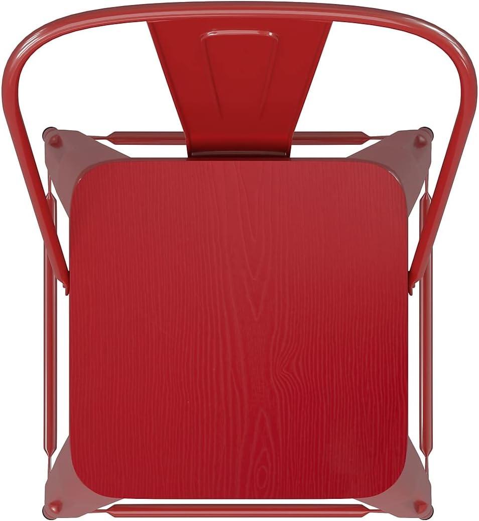 image:imageFlash Furniture Kai Commercial 30 High IndoorOutdoor Bar Height Stool White Galvanized Steel Frame Gray Square AllWeather Poly Resin Seat Removable BackRedRed