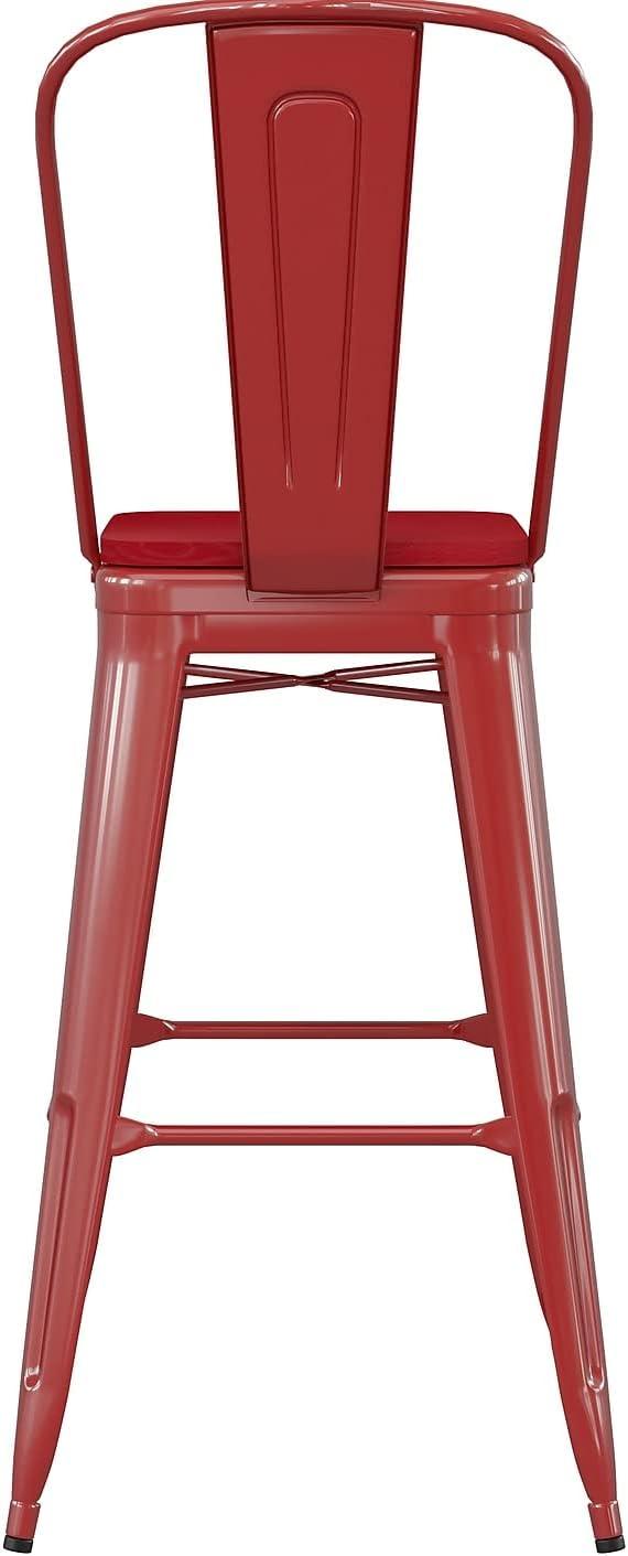 image:imageFlash Furniture Kai Commercial 30 High IndoorOutdoor Bar Height Stool White Galvanized Steel Frame Gray Square AllWeather Poly Resin Seat Removable BackRedRed