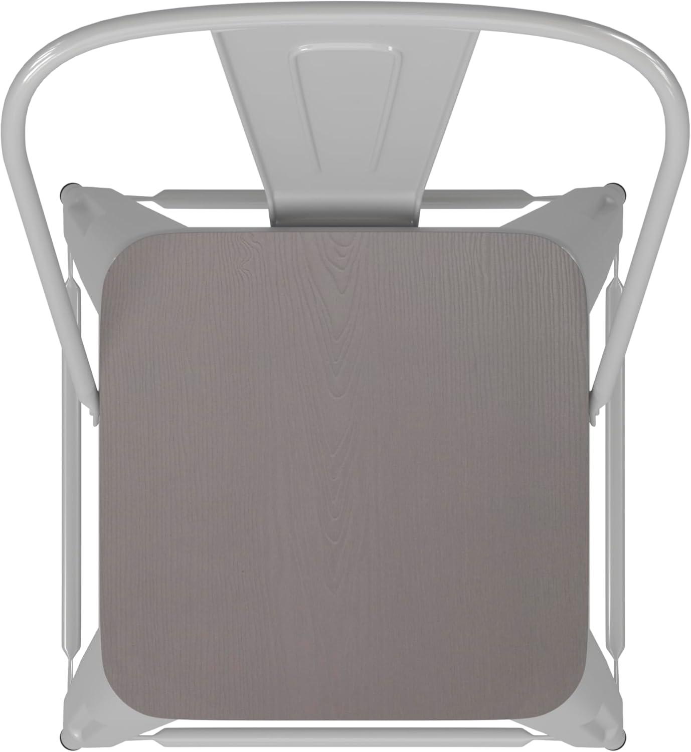 image:imageFlash Furniture Kai Commercial 30 High IndoorOutdoor Bar Height Stool White Galvanized Steel Frame Gray Square AllWeather Poly Resin Seat Removable BackWhiteGray