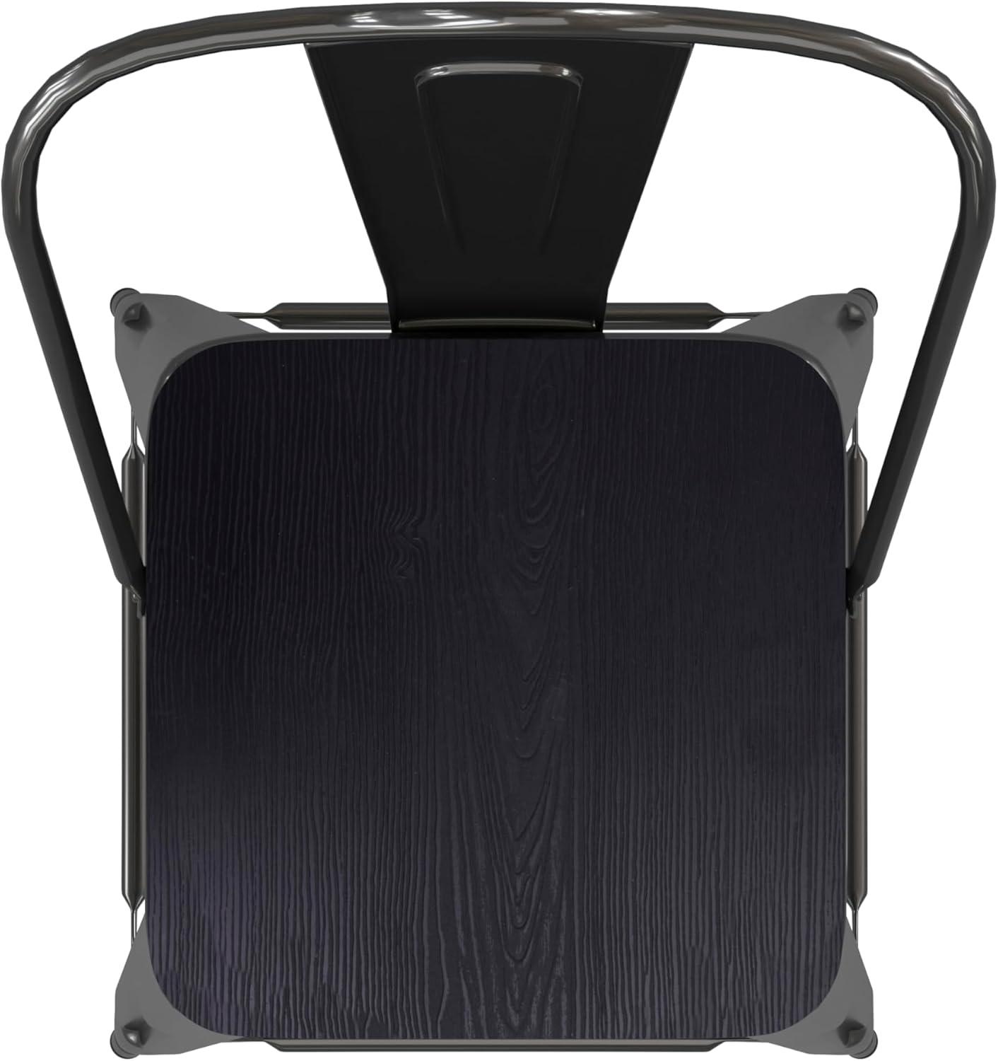 image:imageFlash Furniture Kai Commercial 30 High IndoorOutdoor Bar Height Stool White Galvanized Steel Frame Gray Square AllWeather Poly Resin Seat Removable BackBlackBlack