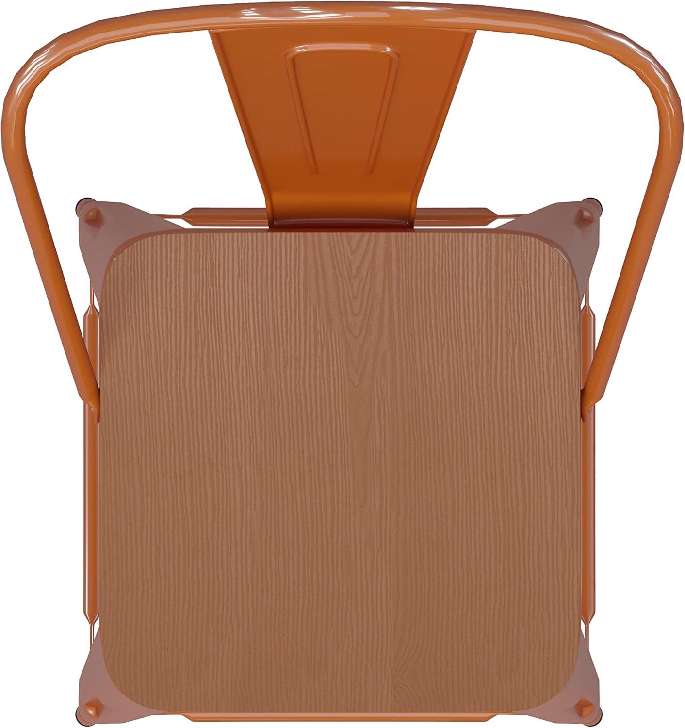 image:imageFlash Furniture Kai Commercial 30 High IndoorOutdoor Bar Height Stool White Galvanized Steel Frame Gray Square AllWeather Poly Resin Seat Removable BackOrangeTeak