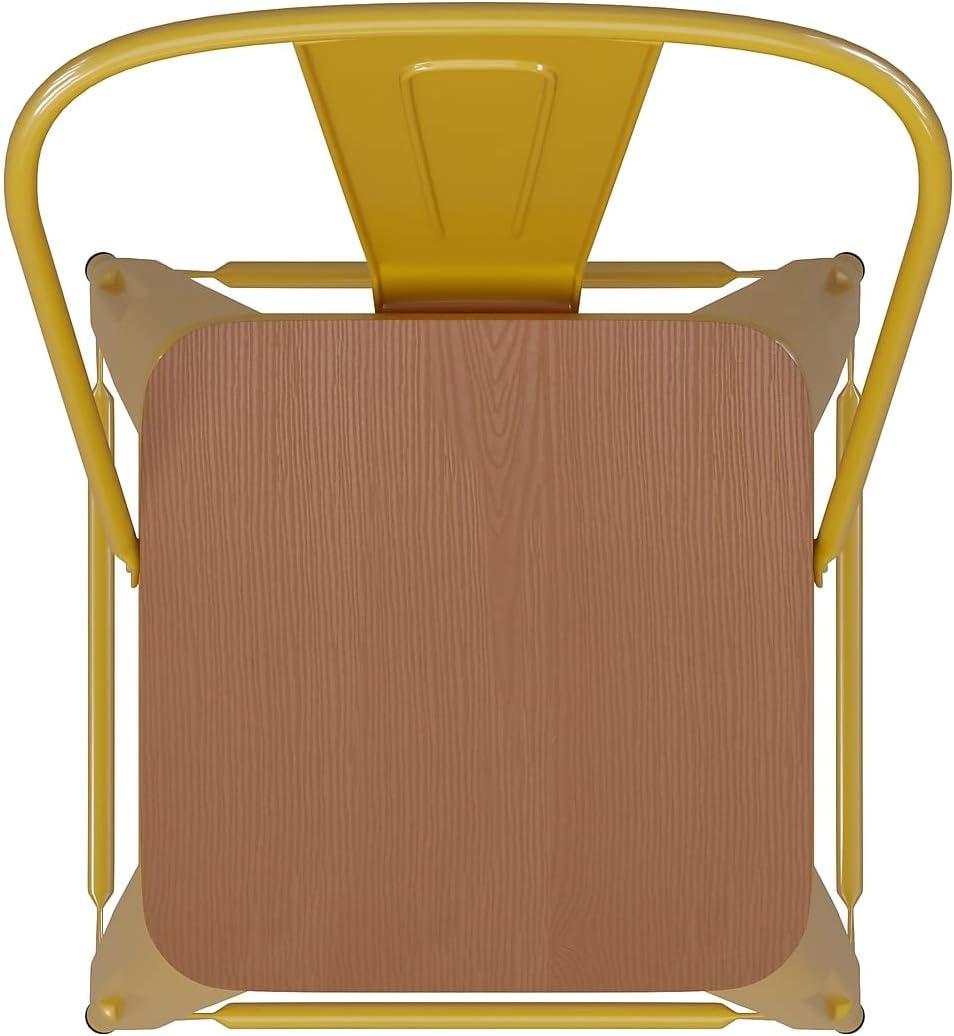 image:imageFlash Furniture Kai Commercial 30 High IndoorOutdoor Bar Height Stool White Galvanized Steel Frame Gray Square AllWeather Poly Resin Seat Removable BackYellowTeak
