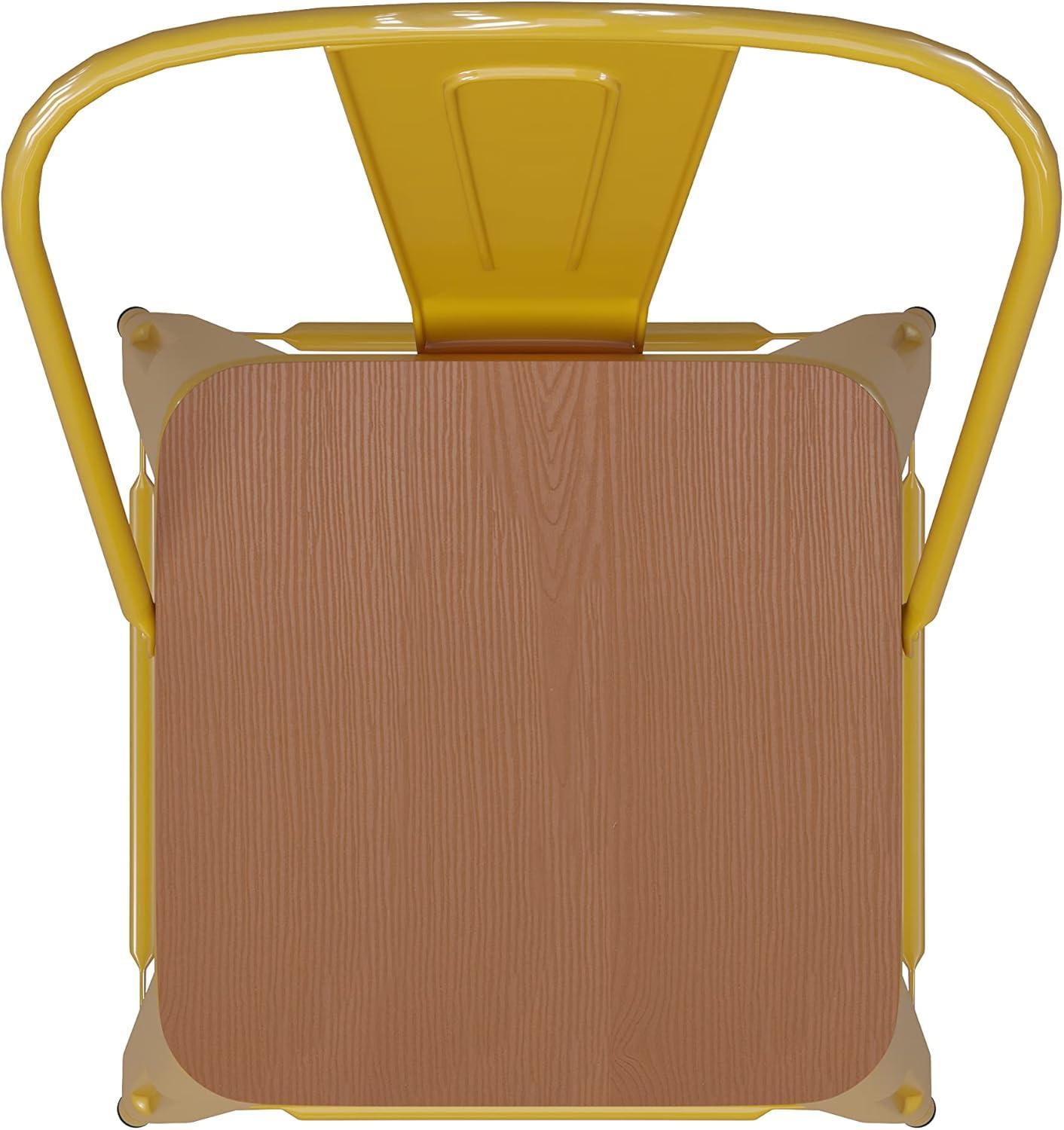 image:imageFlash Furniture Kai Commercial 30 High IndoorOutdoor Bar Height Stool White Galvanized Steel Frame Gray Square AllWeather Poly Resin Seat Removable BackYellowTeak