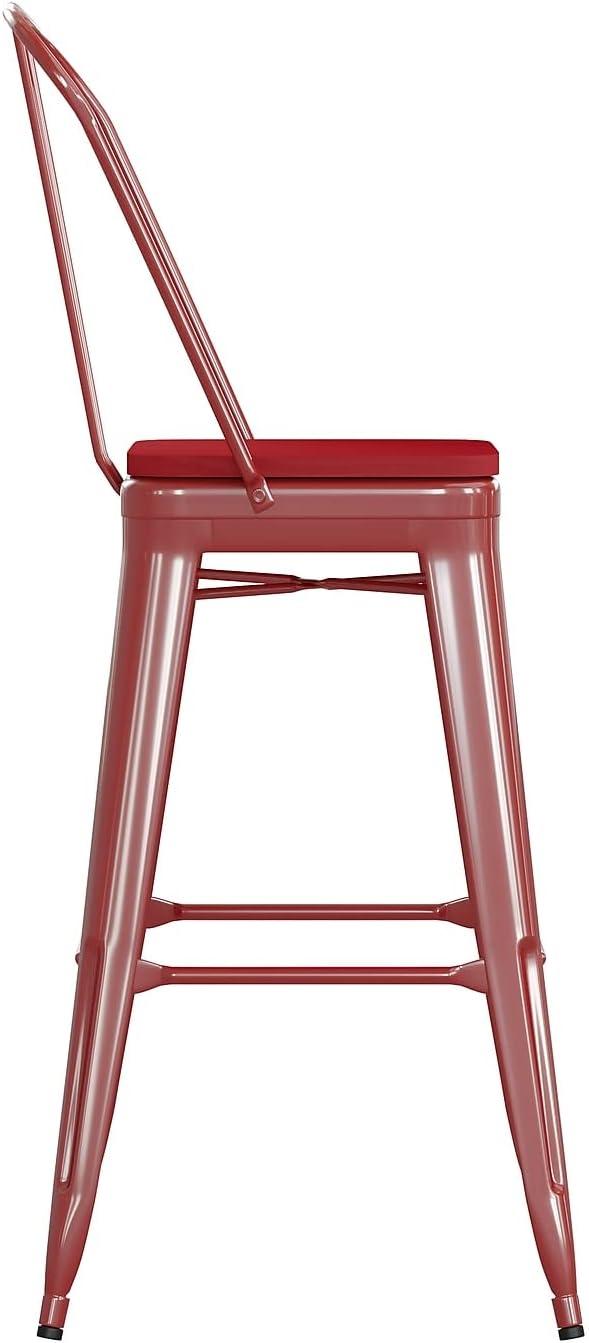 image:imageFlash Furniture Kai Commercial 30 High IndoorOutdoor Bar Height Stool White Galvanized Steel Frame Gray Square AllWeather Poly Resin Seat Removable BackRedRed