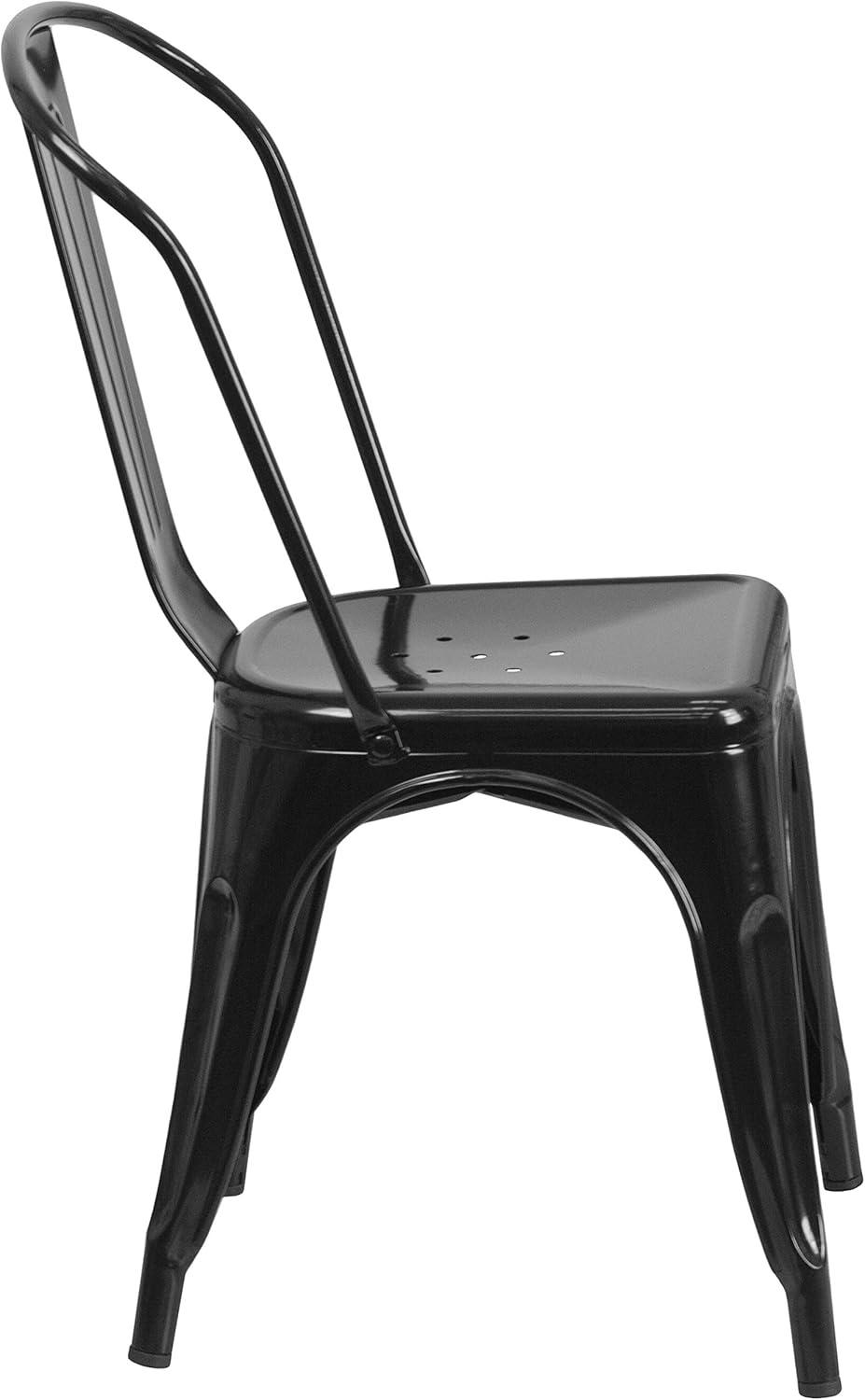 image:imageFlash Furniture Luke Commercial Grade 4 Pack Black Metal IndoorOutdoor Stackable Chair
