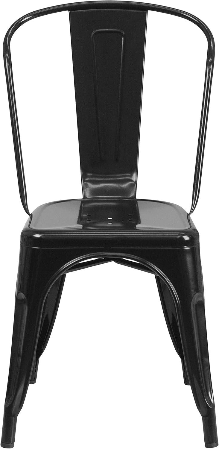image:imageFlash Furniture Luke Commercial Grade 4 Pack Black Metal IndoorOutdoor Stackable Chair
