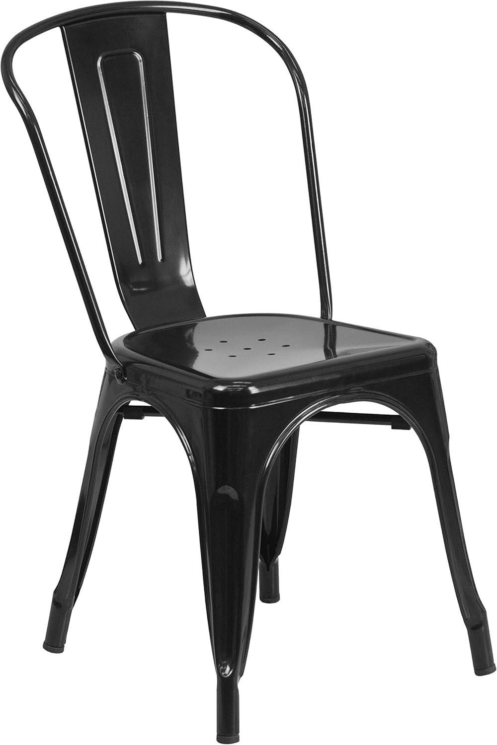 image:imageFlash Furniture Luke Commercial Grade 4 Pack Black Metal IndoorOutdoor Stackable Chair