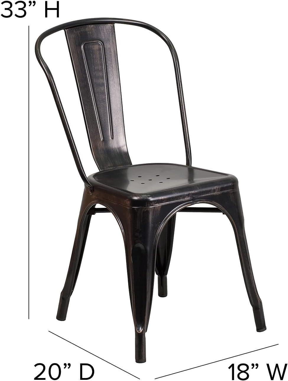 image:imageFlash Furniture Luke Commercial Grade 4 Pack BlackAntique Gold Metal IndoorOutdoor Stackable Chair