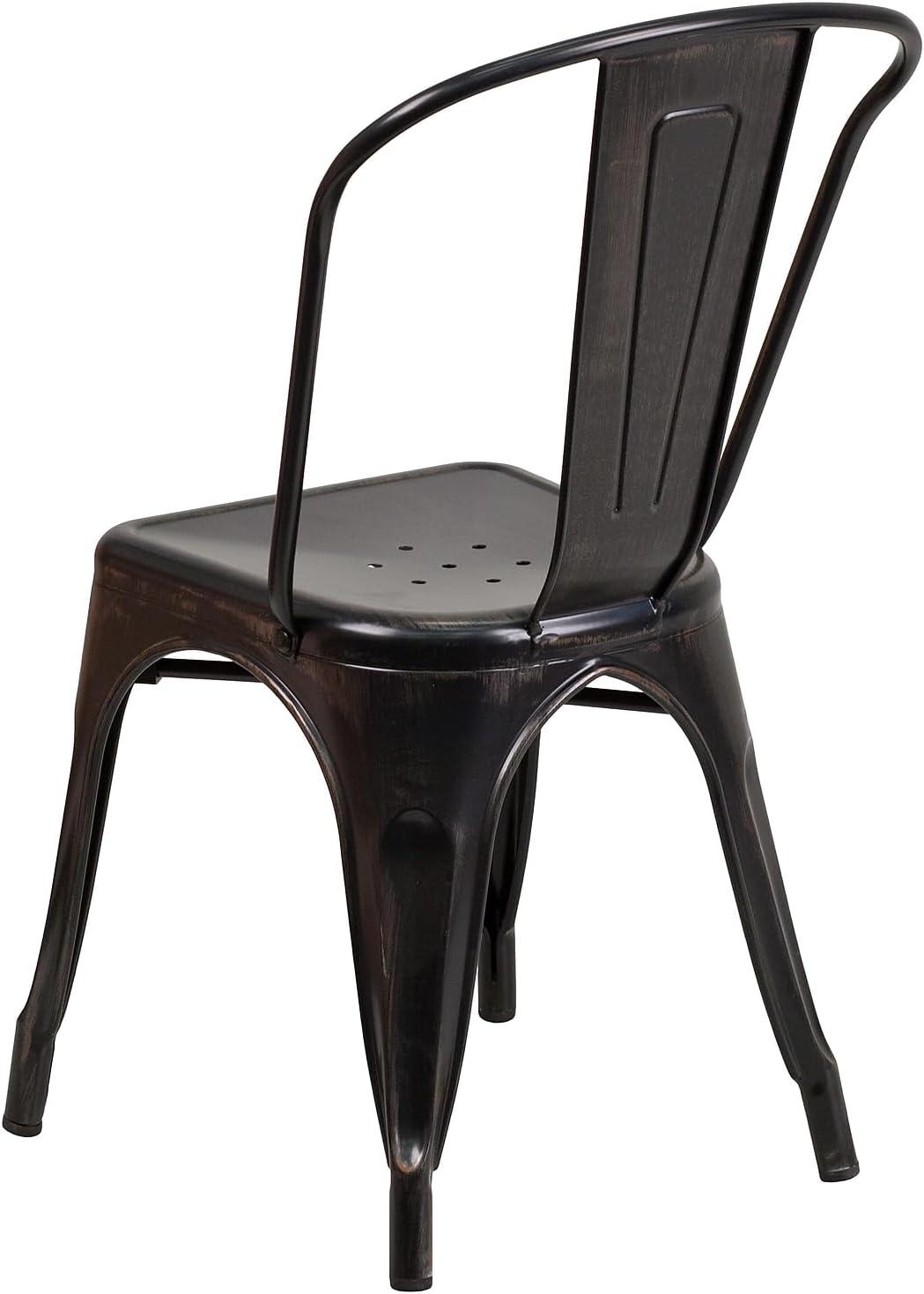 image:imageFlash Furniture Luke Commercial Grade 4 Pack BlackAntique Gold Metal IndoorOutdoor Stackable Chair