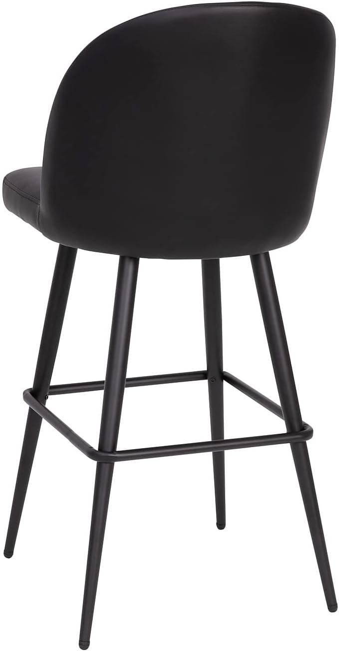 image:imageFlash Furniture Lyla Commercial Grade Modern Armless Barstools Black LeatherSoft Upholstery 30 Barstool Contoured Backrest Steel Frame amp Footrest Set of 2Black Leathersoft