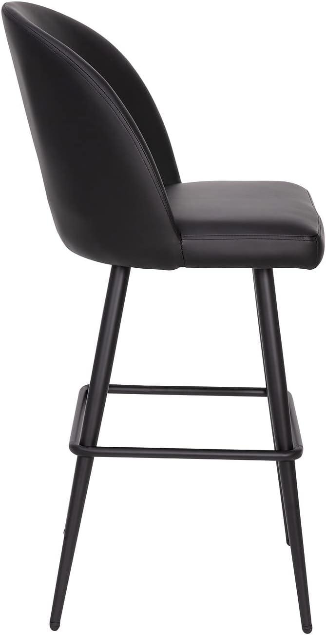 image:imageFlash Furniture Lyla Commercial Grade Modern Armless Barstools Black LeatherSoft Upholstery 30 Barstool Contoured Backrest Steel Frame amp Footrest Set of 2Black Leathersoft