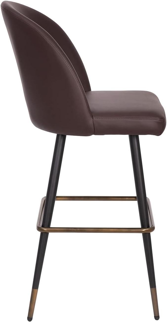 image:imageFlash Furniture Lyla Commercial Grade Modern Armless Barstools Black LeatherSoft Upholstery 30 Barstool Contoured Backrest Steel Frame amp Footrest Set of 2Brown Leathersoft