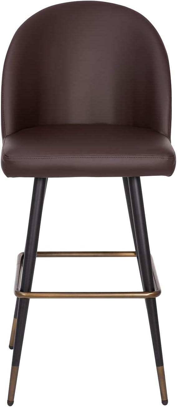 image:imageFlash Furniture Lyla Commercial Grade Modern Armless Barstools Black LeatherSoft Upholstery 30 Barstool Contoured Backrest Steel Frame amp Footrest Set of 2Brown Leathersoft