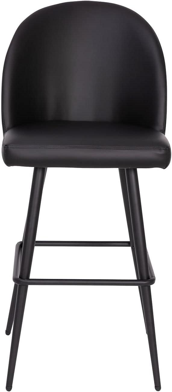 image:imageFlash Furniture Lyla Commercial Grade Modern Armless Barstools Black LeatherSoft Upholstery 30 Barstool Contoured Backrest Steel Frame amp Footrest Set of 2Black Leathersoft