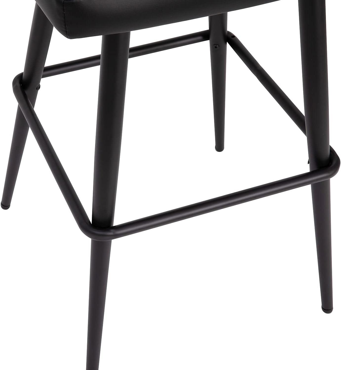 image:imageFlash Furniture Lyla Commercial Grade Modern Armless Barstools Black LeatherSoft Upholstery 30 Barstool Contoured Backrest Steel Frame amp Footrest Set of 2Black Leathersoft