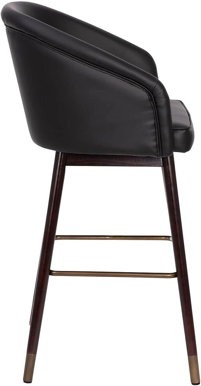 image:imageFlash Furniture Margo Commercial Grade MidBack Barstool Black LeatherSoft Upholstery Walnut Finish Beechwood Legs with Soft Bronze Accents 30 Bar StoolBlackWalnut