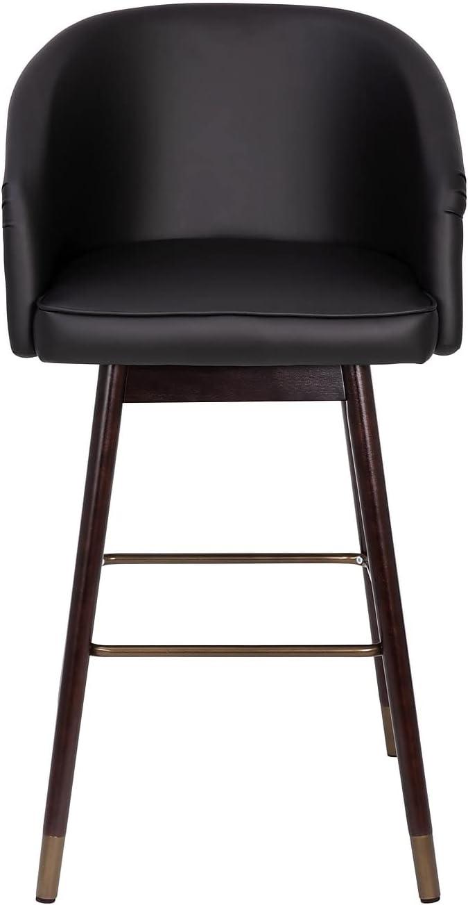 image:imageFlash Furniture Margo Commercial Grade MidBack Barstool Black LeatherSoft Upholstery Walnut Finish Beechwood Legs with Soft Bronze Accents 30 Bar StoolBlackWalnut