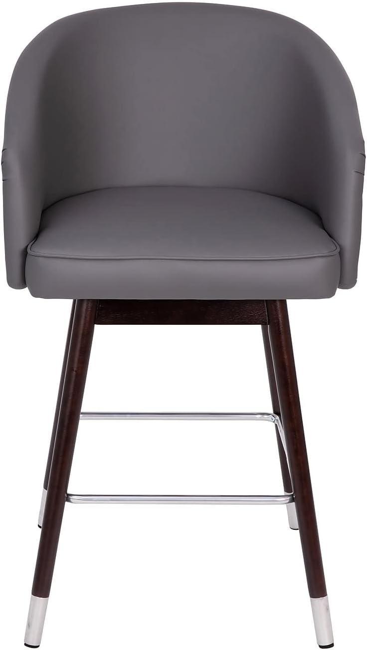 image:imageFlash Furniture Margo Commercial Grade MidBack Barstool Black LeatherSoft Upholstery Walnut Finish Beechwood Legs with Soft Bronze Accents 30 Bar StoolGrayWalnut