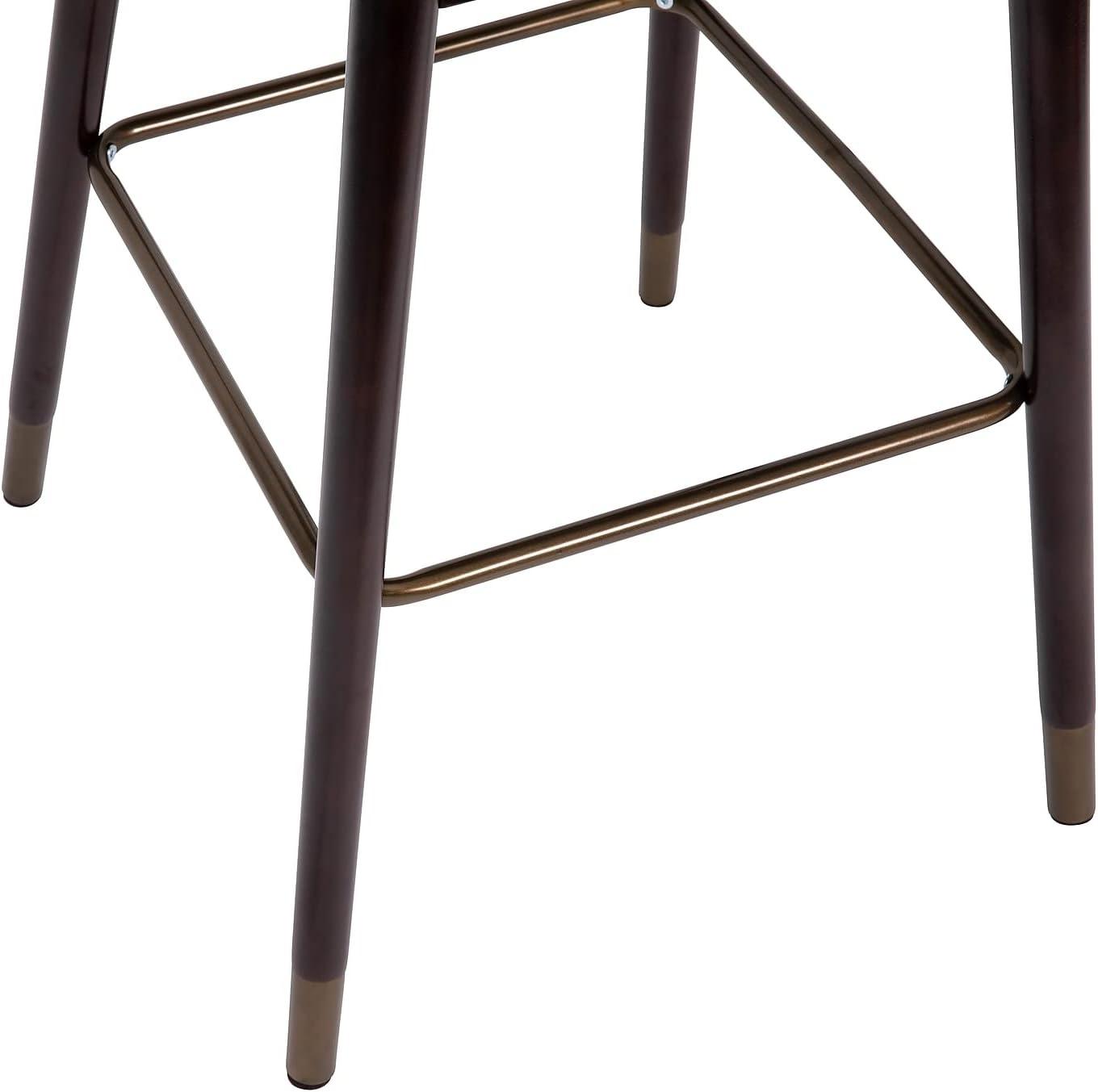 image:imageFlash Furniture Margo Commercial Grade MidBack Barstool Black LeatherSoft Upholstery Walnut Finish Beechwood Legs with Soft Bronze Accents 30 Bar StoolBlackWalnut