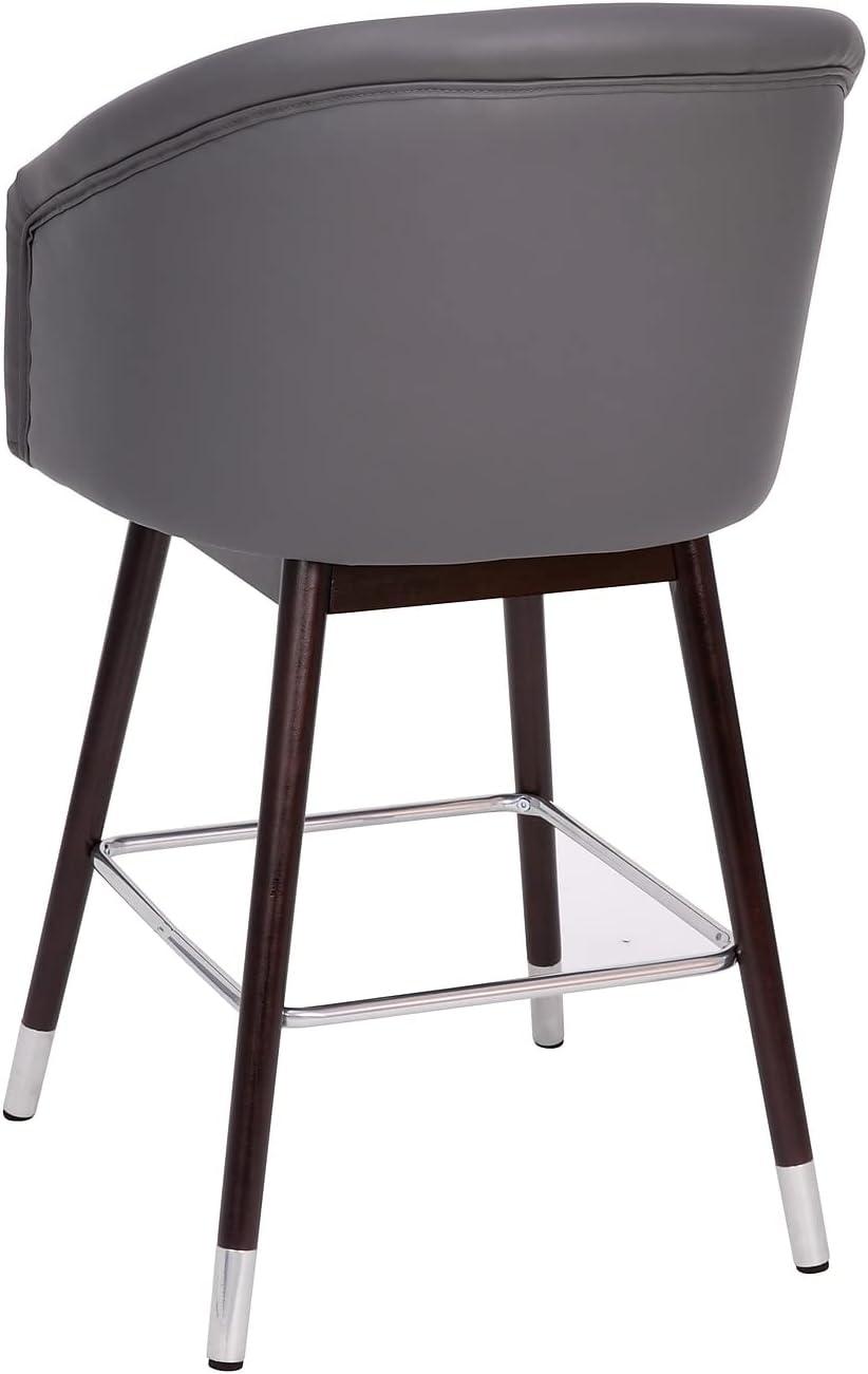 image:imageFlash Furniture Margo Commercial Grade MidBack Barstool Black LeatherSoft Upholstery Walnut Finish Beechwood Legs with Soft Bronze Accents 30 Bar StoolGrayWalnut
