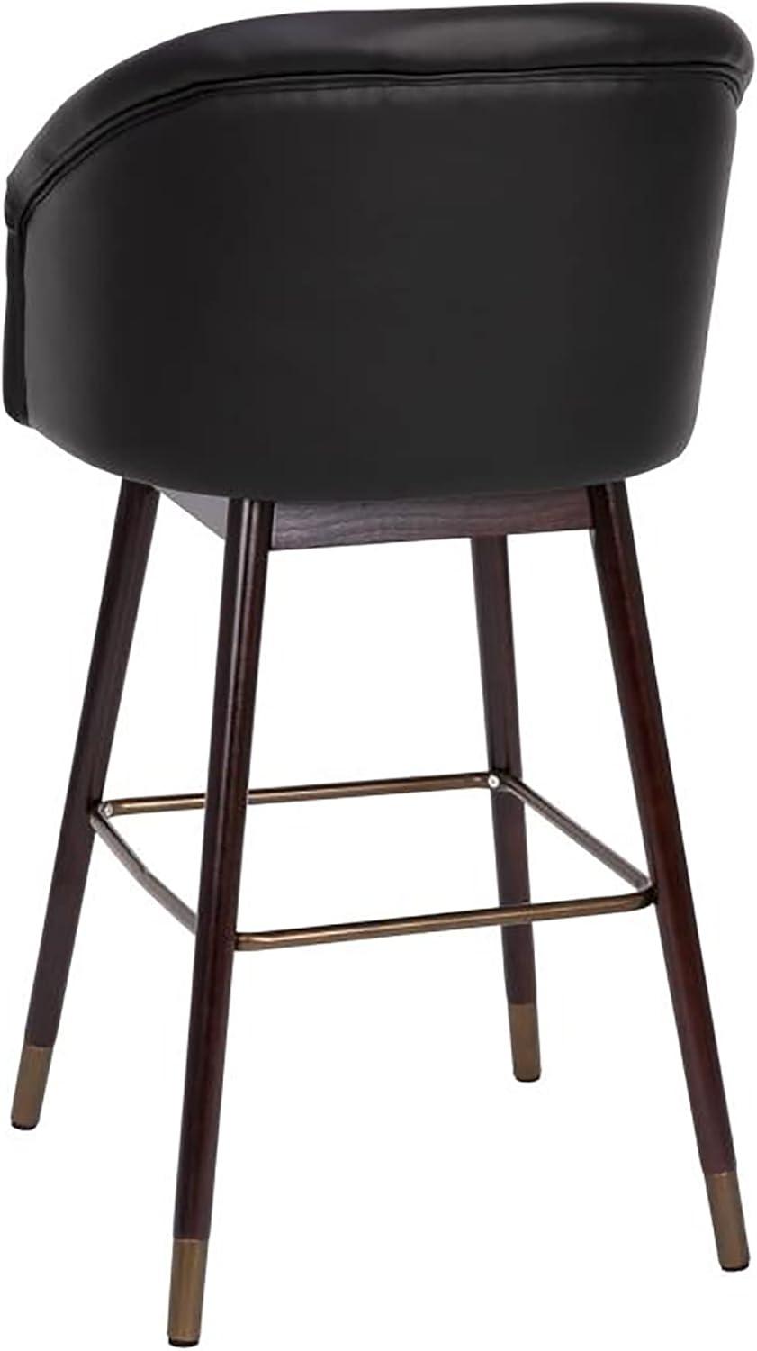 image:imageFlash Furniture Margo Commercial Grade MidBack Barstool Black LeatherSoft Upholstery Walnut Finish Beechwood Legs with Soft Bronze Accents 30 Bar StoolBlack