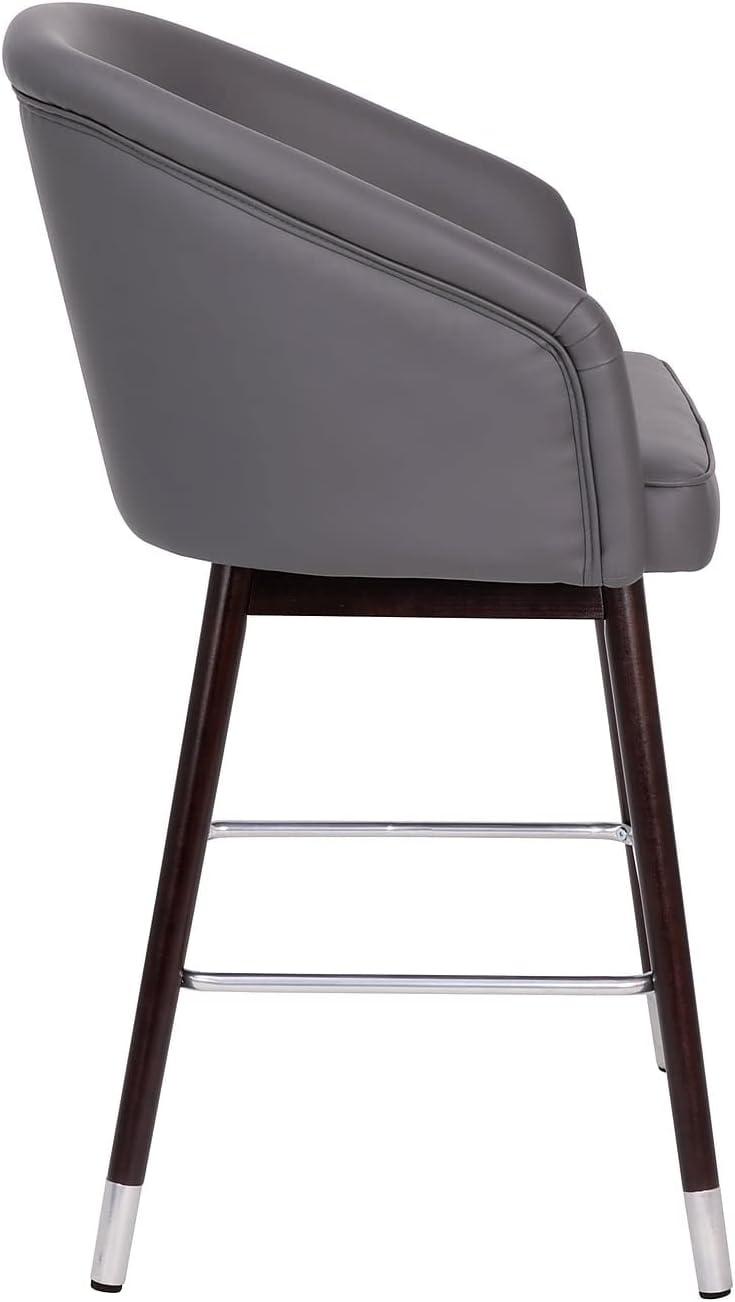 image:imageFlash Furniture Margo Commercial Grade MidBack Barstool Black LeatherSoft Upholstery Walnut Finish Beechwood Legs with Soft Bronze Accents 30 Bar StoolGrayWalnut