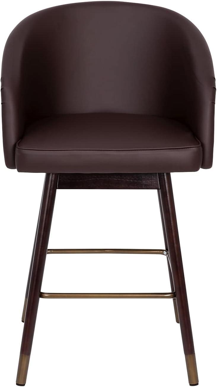 image:imageFlash Furniture Margo Commercial Grade MidBack Barstool Black LeatherSoft Upholstery Walnut Finish Beechwood Legs with Soft Bronze Accents 30 Bar StoolBrownWalnut