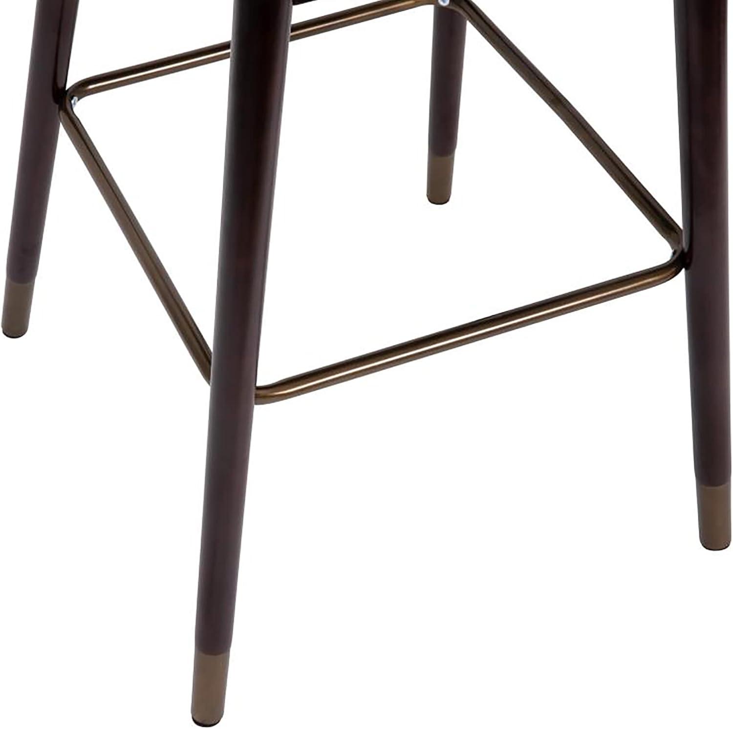 image:imageFlash Furniture Margo Commercial Grade MidBack Barstool Black LeatherSoft Upholstery Walnut Finish Beechwood Legs with Soft Bronze Accents 30 Bar StoolBlack