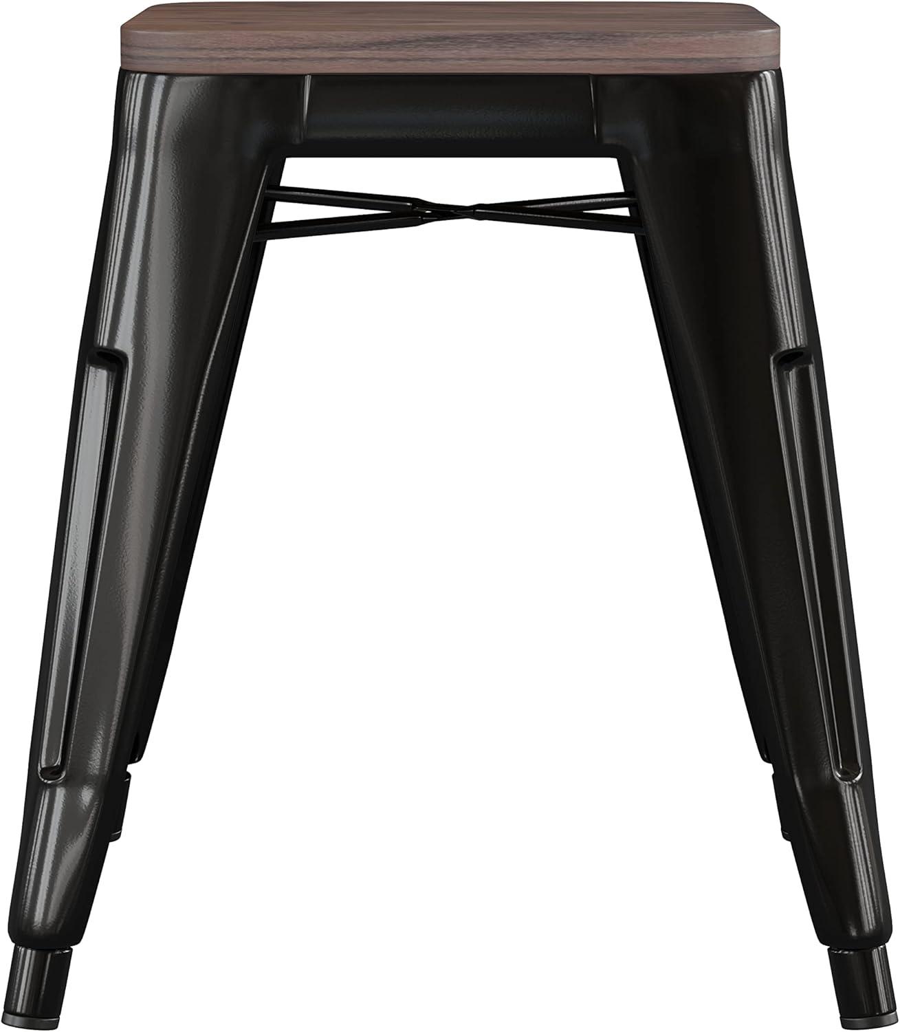 image:imageFlash Furniture Metal Dining Table Height Stool with Wooden Seat Set of 4 Backless Teal Kai Commercial Grade Stool Kai 18 Stackable Dining ChairsBlack