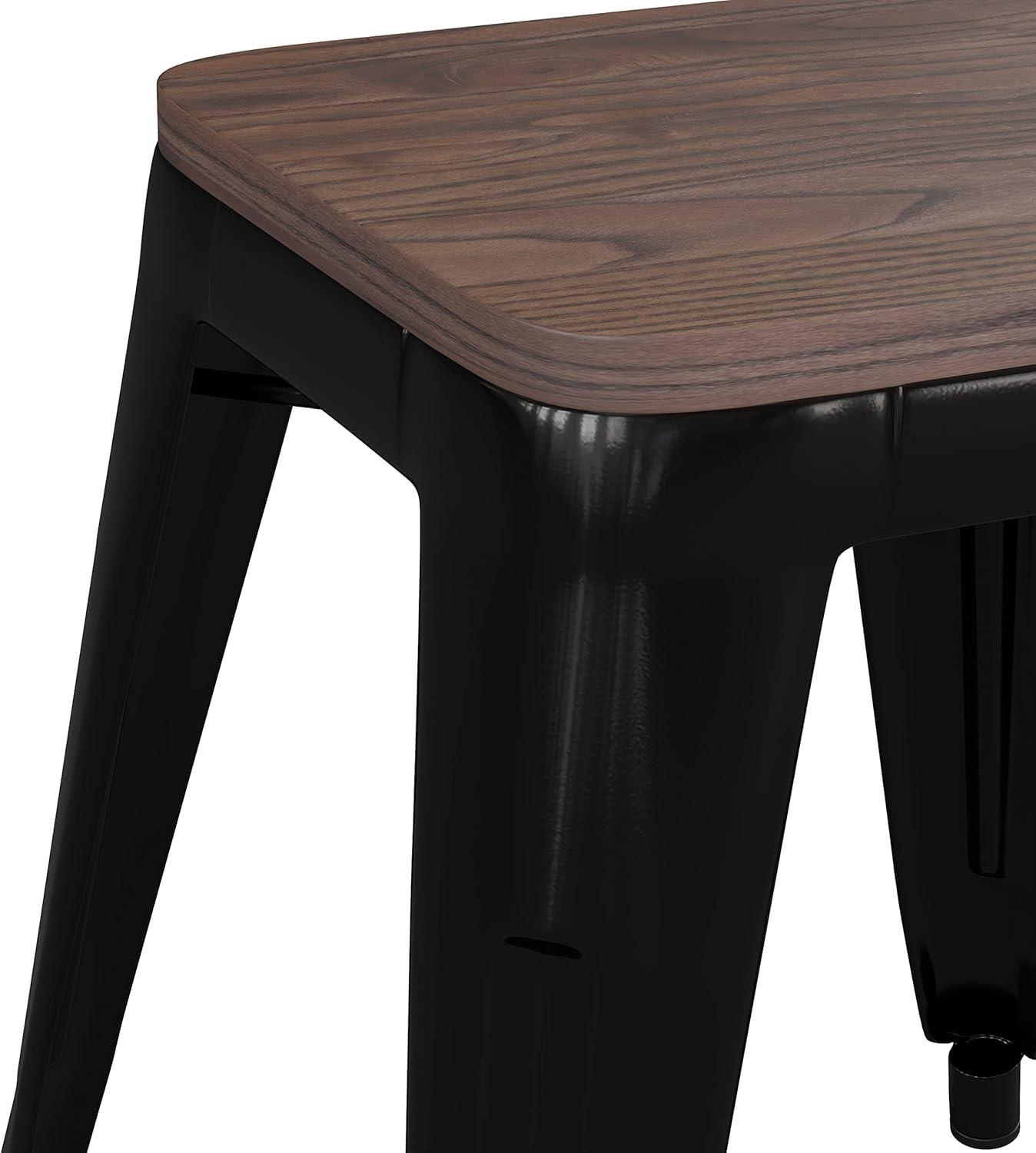 image:imageFlash Furniture Metal Dining Table Height Stool with Wooden Seat Set of 4 Backless Teal Kai Commercial Grade Stool Kai 18 Stackable Dining ChairsBlack