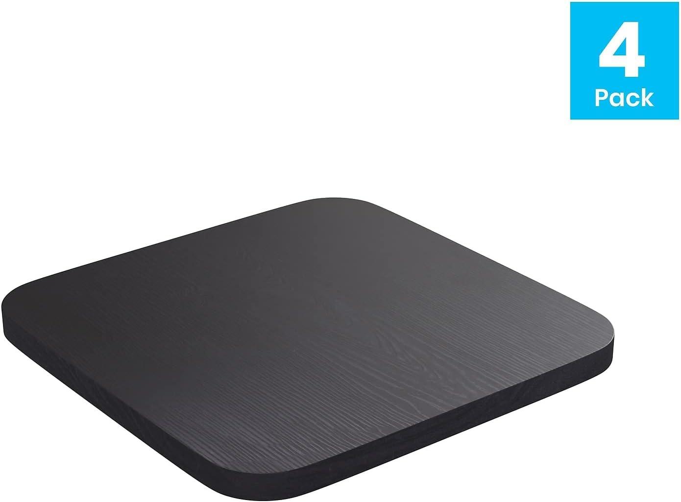 image:imageFlash Furniture Perry Set of 4 Poly Resin Wood Seat Gray Polystyrene Rounded Edges for Comfort For Colorful Metal Chairs and Stools IndoorOutdoorBlack
