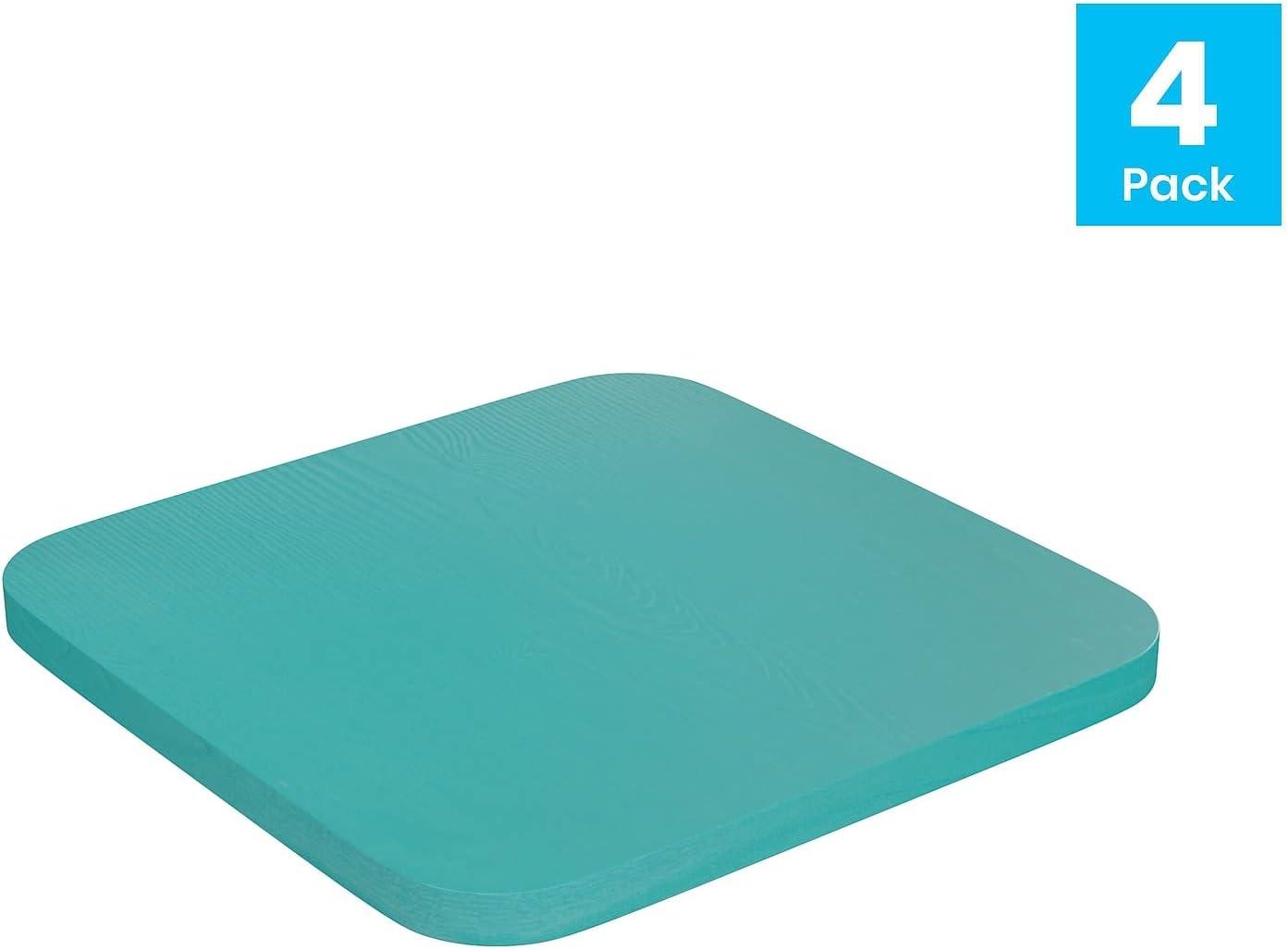 image:imageFlash Furniture Perry Set of 4 Poly Resin Wood Seat Gray Polystyrene Rounded Edges for Comfort For Colorful Metal Chairs and Stools IndoorOutdoorMint