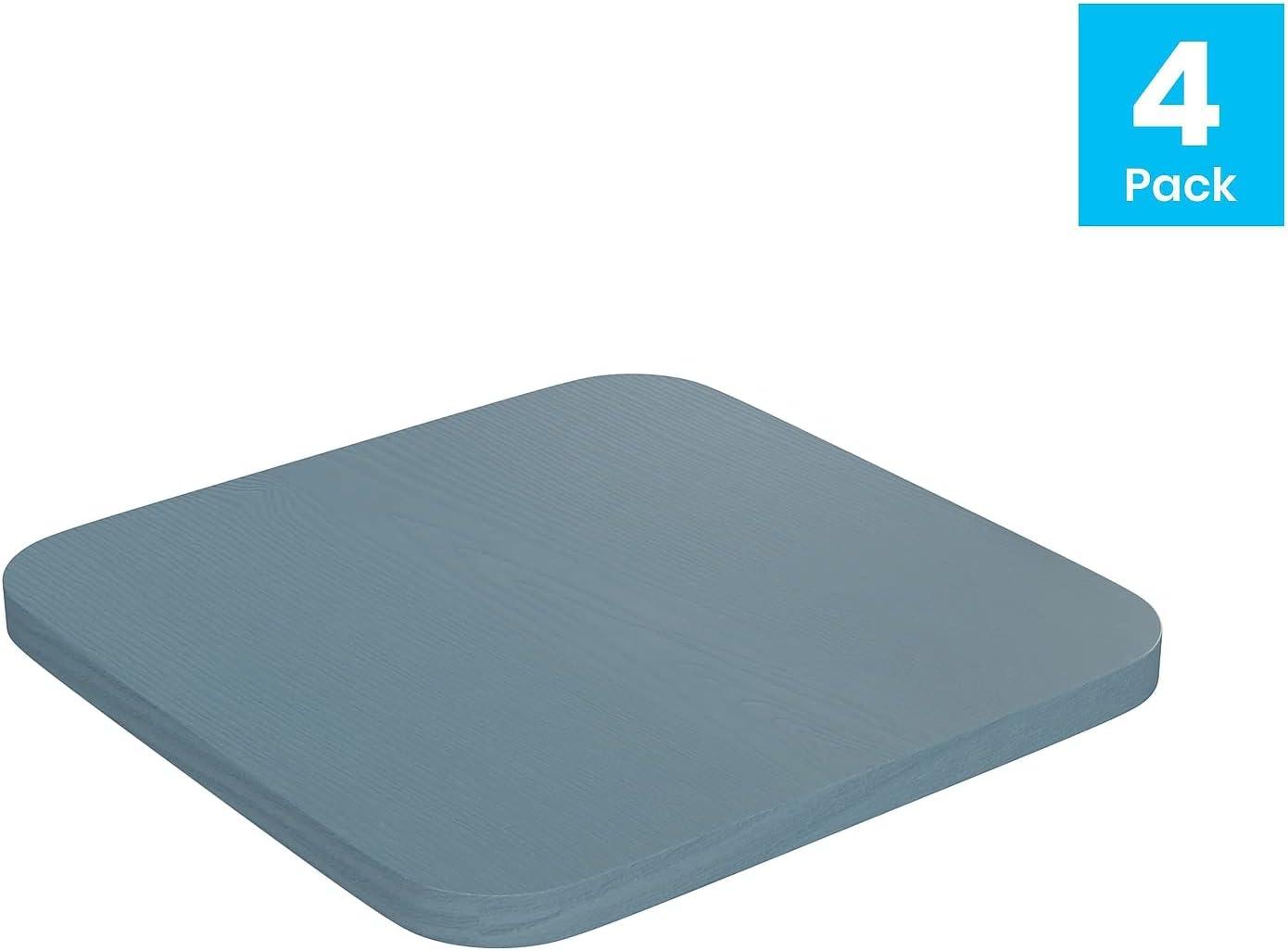 image:imageFlash Furniture Perry Set of 4 Poly Resin Wood Seat Gray Polystyrene Rounded Edges for Comfort For Colorful Metal Chairs and Stools IndoorOutdoorTealblue