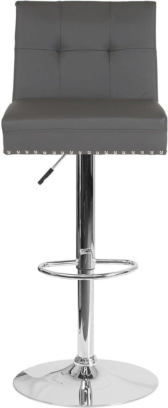 image:imageFlash Furniture Ravello Contemporary Adjustable Height Barstool with Accent Nail Trim in Brown FabricGray Leathersoft