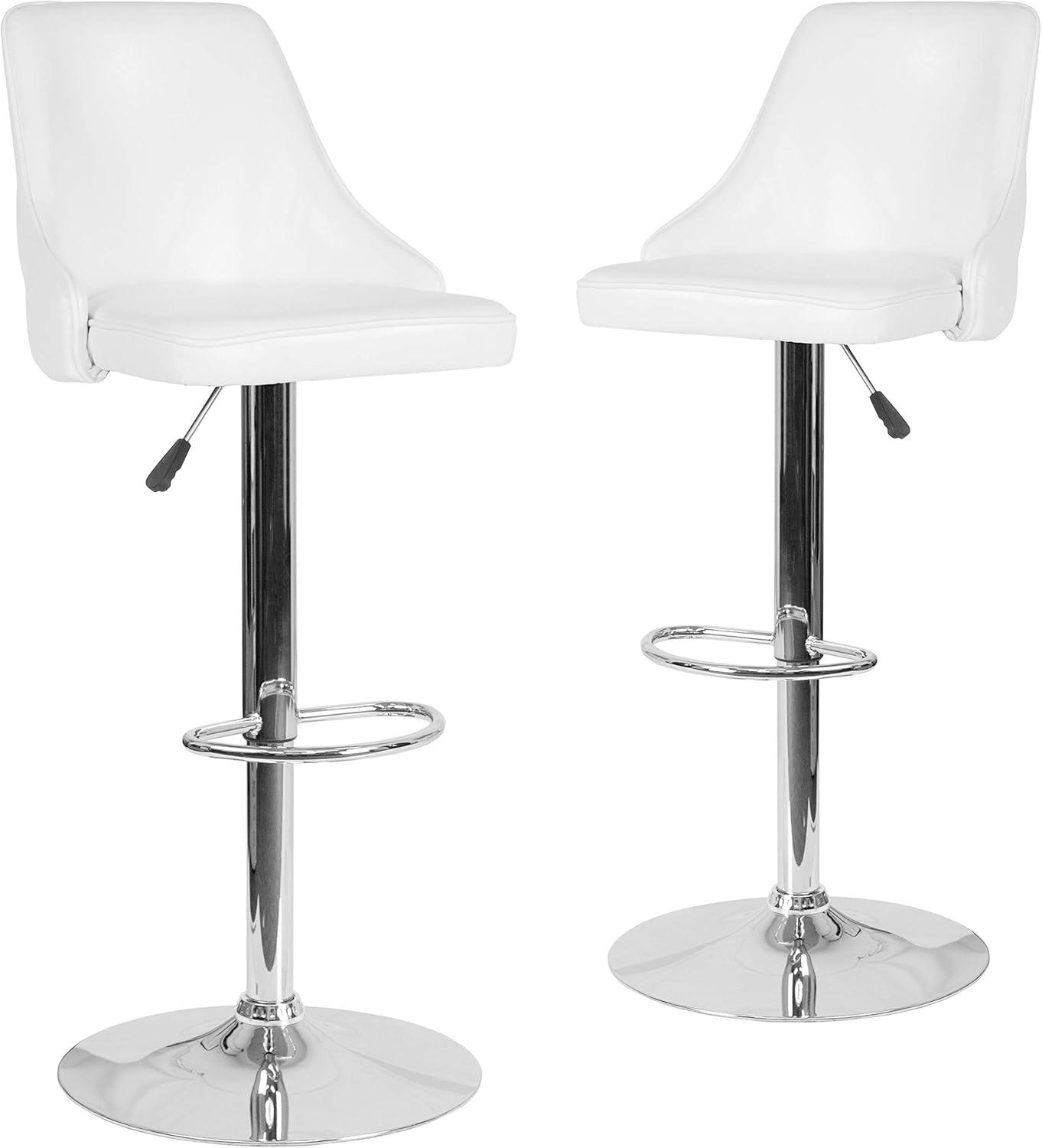image:imageFlash Furniture Trieste Contemporary Adjustable Height Barstool in Black FabricWhite Leathersoft