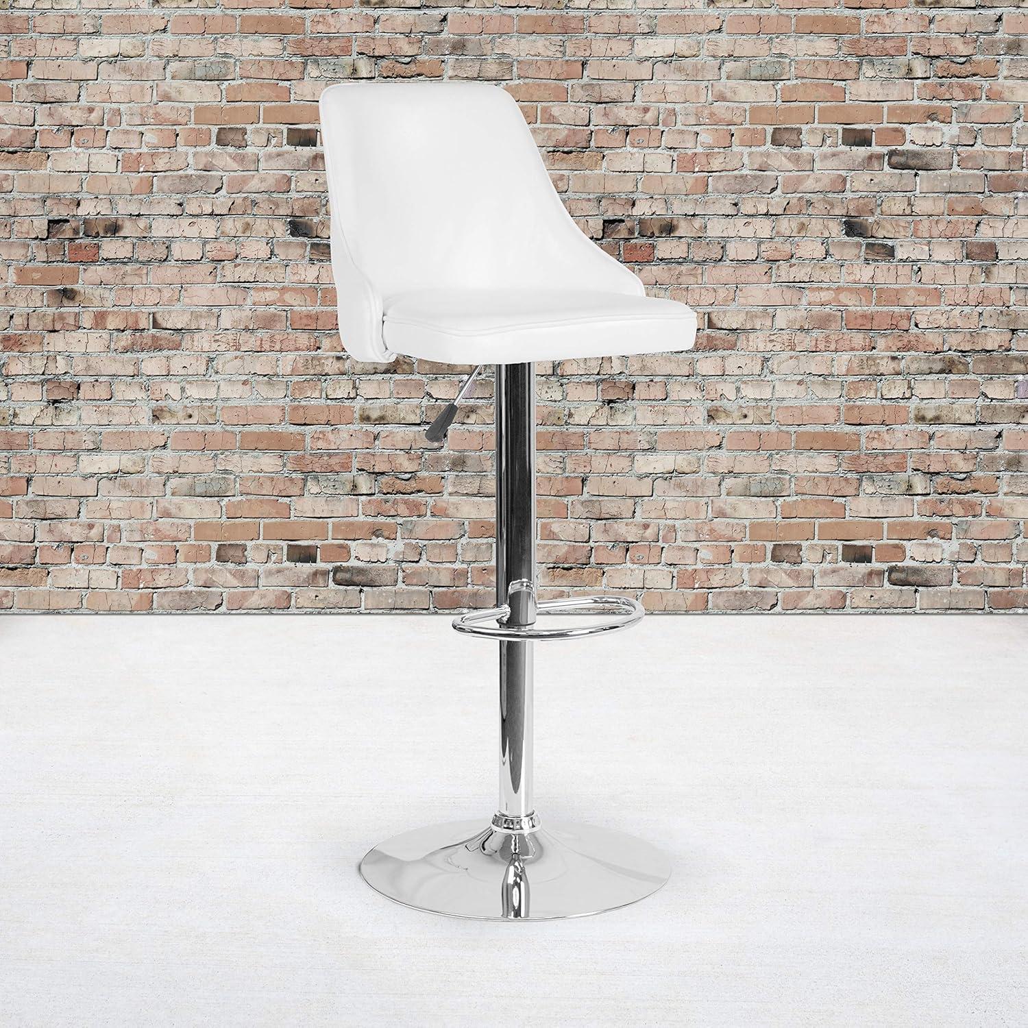 image:imageFlash Furniture Trieste Contemporary Adjustable Height Barstool in Black FabricWhite Leathersoft