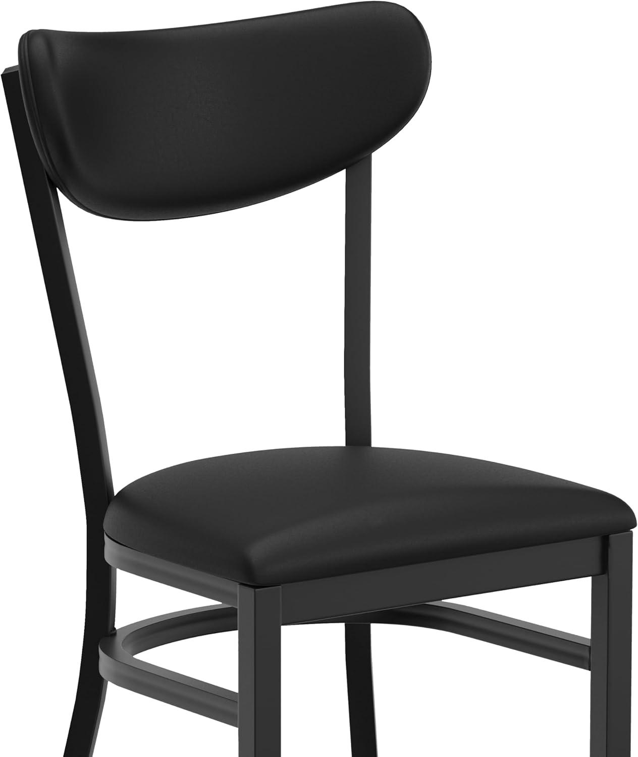 image:imageFlash Furniture Wright Set of 2 Commercial Barstools Walnut Wood Boomerang Back Black Vinyl Seat 500 LB Capacity Black Steel Frame Integrated FootrestBlack Vinyl BackBlack Vinyl Seat