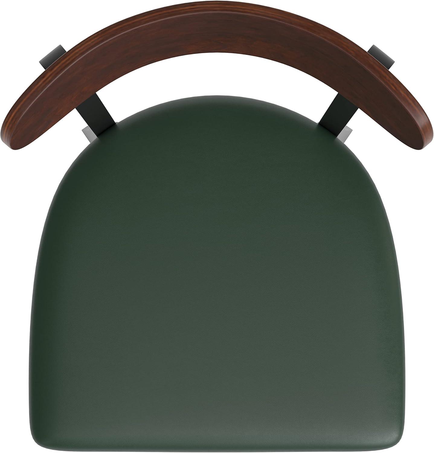 image:imageFlash Furniture Wright Set of 2 Commercial Barstools Walnut Wood Boomerang Back Black Vinyl Seat 500 LB Capacity Black Steel Frame Integrated FootrestWalnut Wood BackGreen Vinyl Seat