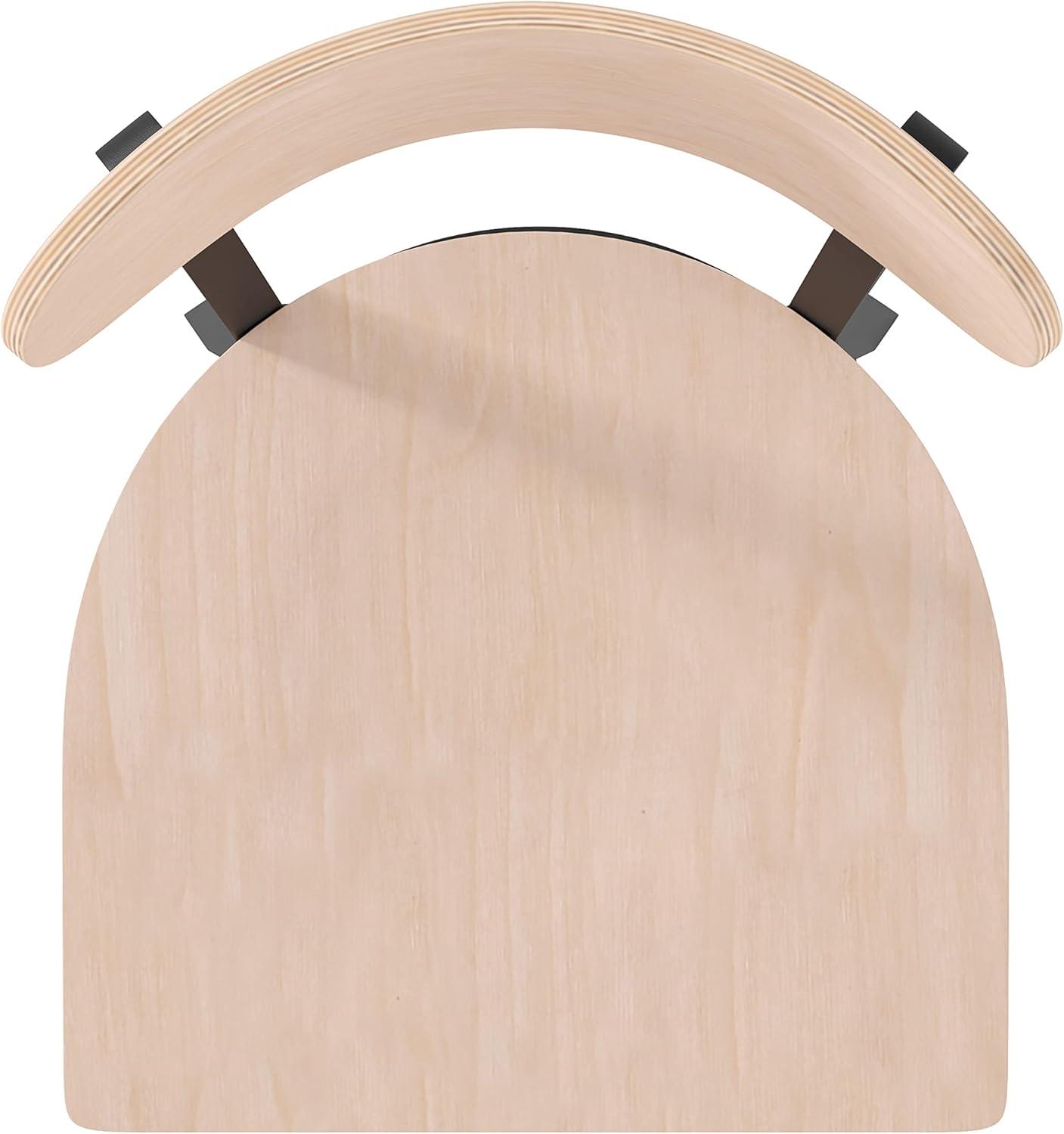 image:imageFlash Furniture Wright Set of 2 Commercial Barstools Walnut Wood Boomerang Back Black Vinyl Seat 500 LB Capacity Black Steel Frame Integrated FootrestNatural Birch