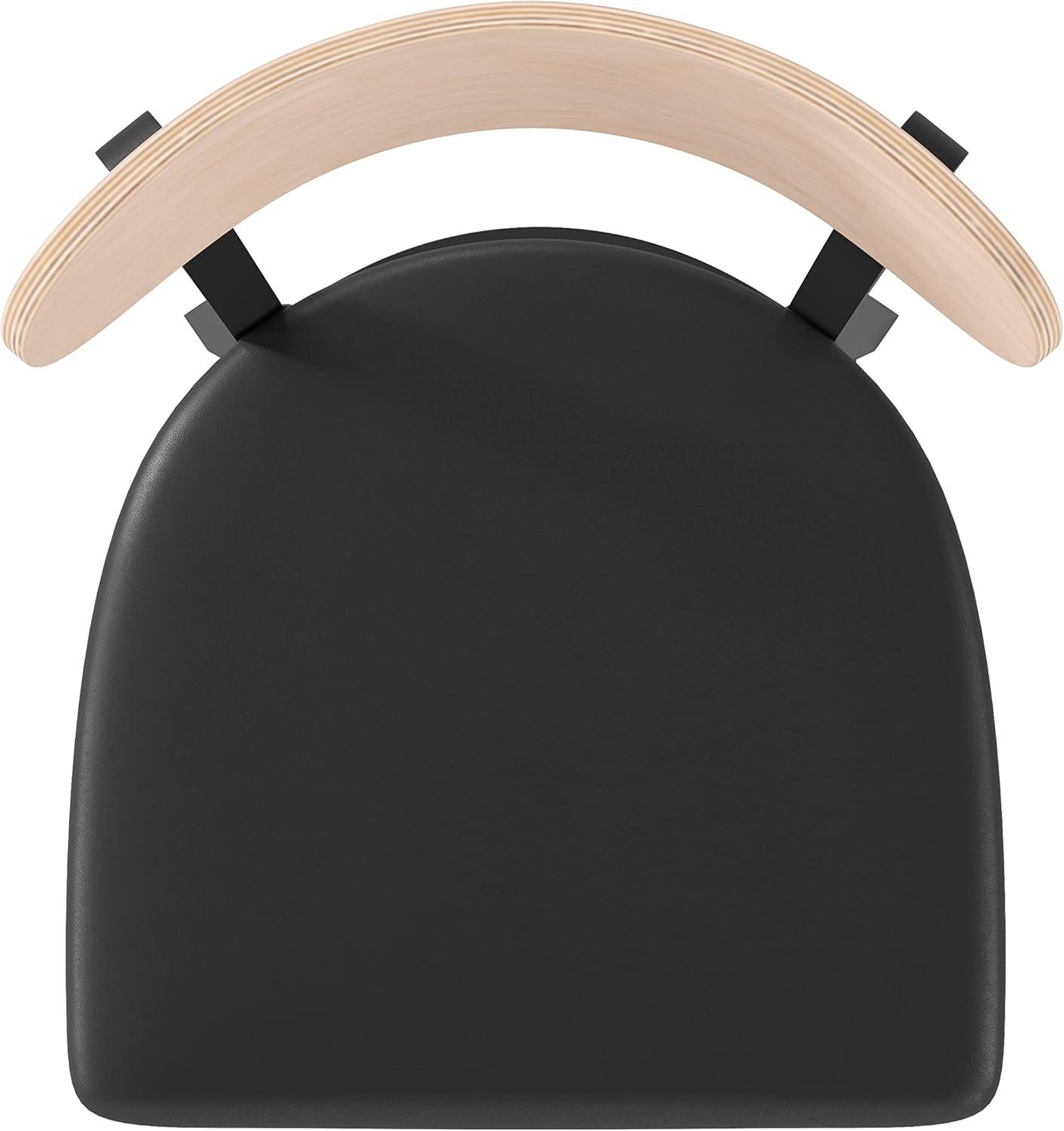 image:imageFlash Furniture Wright Set of 2 Commercial Barstools Walnut Wood Boomerang Back Black Vinyl Seat 500 LB Capacity Black Steel Frame Integrated FootrestNatural Birch Wood BackBlack Vinyl Seat