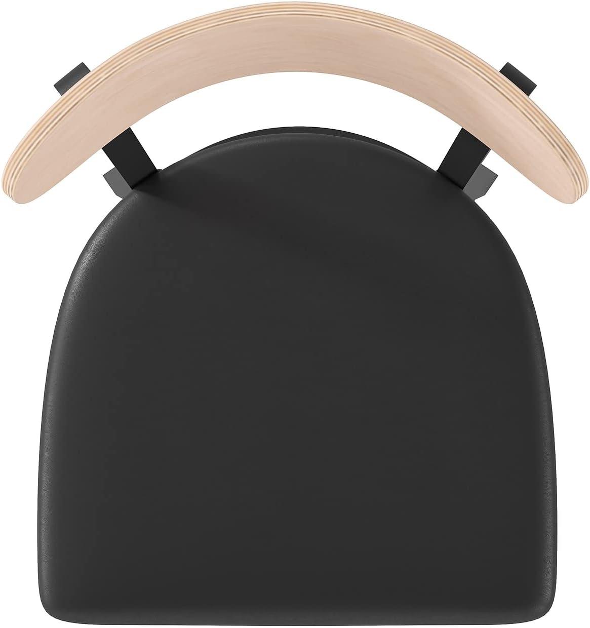 image:imageFlash Furniture Wright Set of 2 Commercial Barstools Walnut Wood Boomerang Back Black Vinyl Seat 500 LB Capacity Black Steel Frame Integrated FootrestNatural Birch Wood BackBlack Vinyl Seat