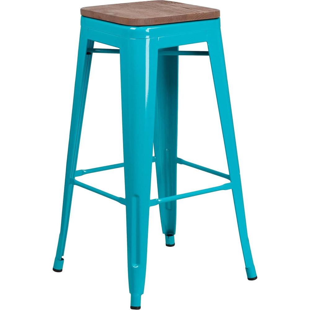 image:imageFlash Furniture 30 High Backless Purple Barstool with Square Wood SeatCrystal Tealblue