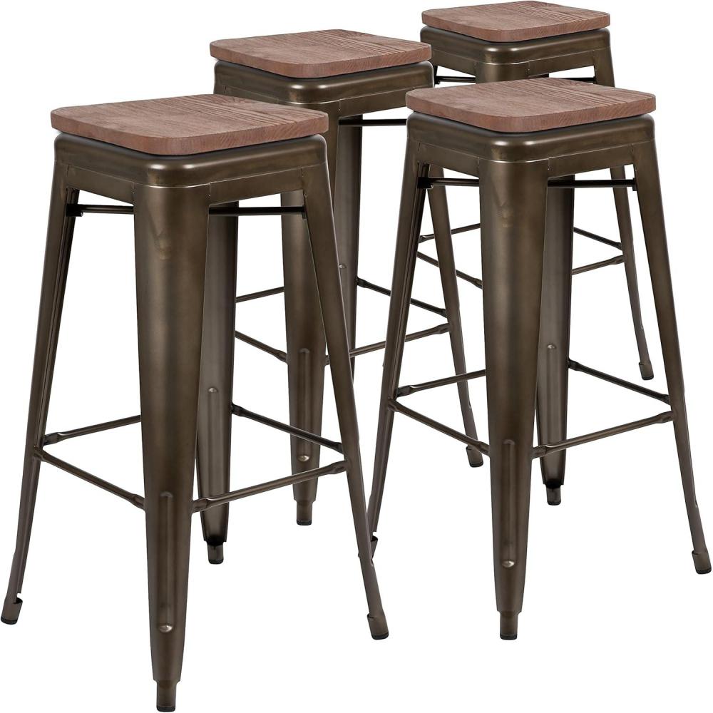 image:imageFlash Furniture 30 High Backless Purple Barstool with Square Wood SeatGun Metal