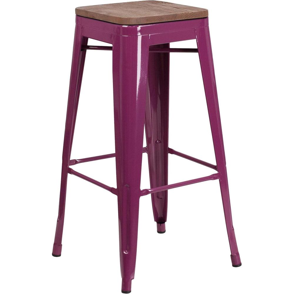 image:imageFlash Furniture 30 High Backless Purple Barstool with Square Wood SeatPurple