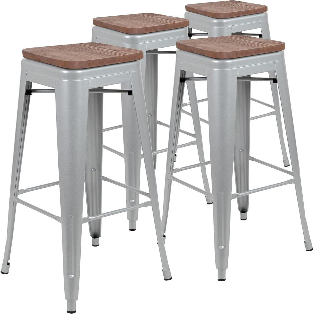 image:imageFlash Furniture 30 High Backless Purple Barstool with Square Wood SeatSilver