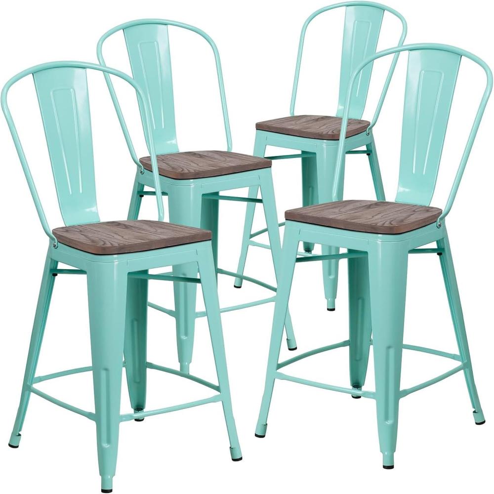 image:imageFlash Furniture Carly 24 High Mint Green Metal Counter Height Stool with Back and Wood Seat4