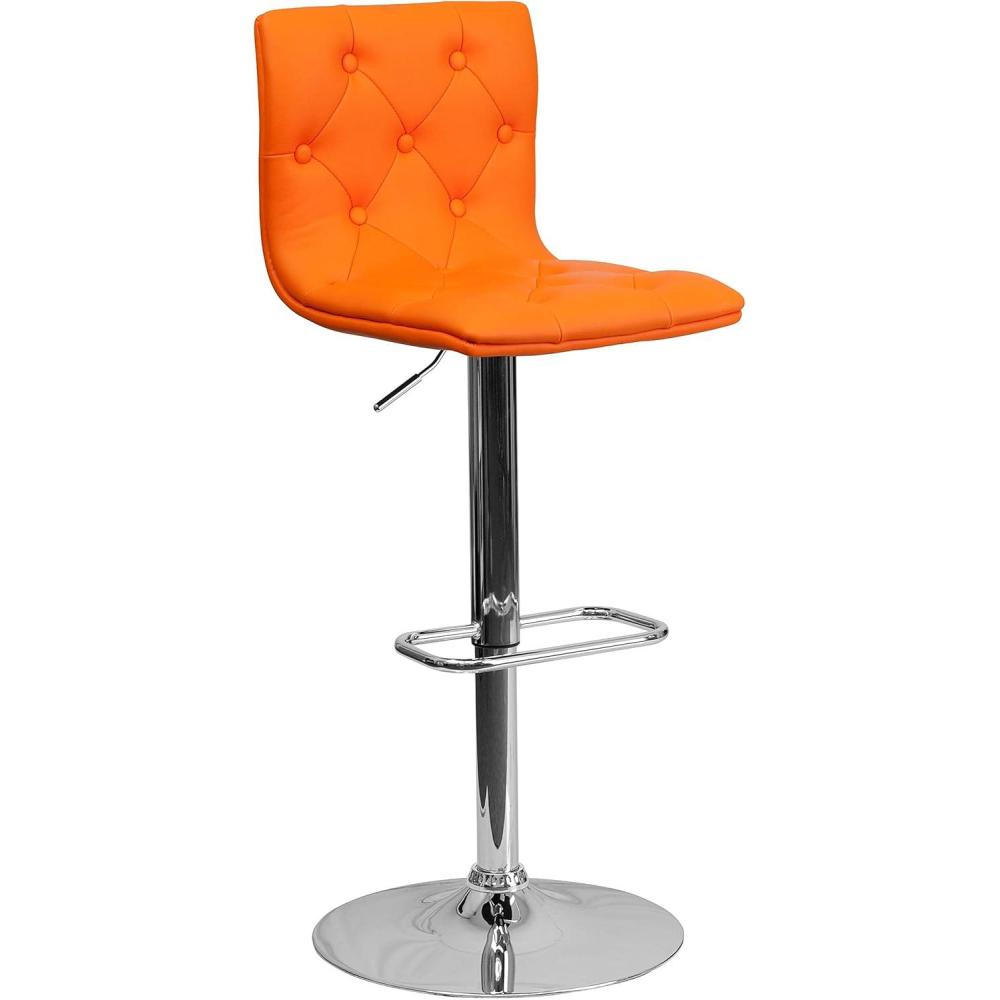 image:imageFlash Furniture Contemporary Button Tufted Gray Vinyl Adjustable Height Barstool with Chrome BaseOrange